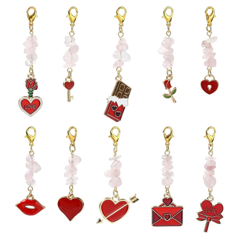 2405 20 pcs Red Valentines Day Theme Alloy Enamel Charms wtih Clasps